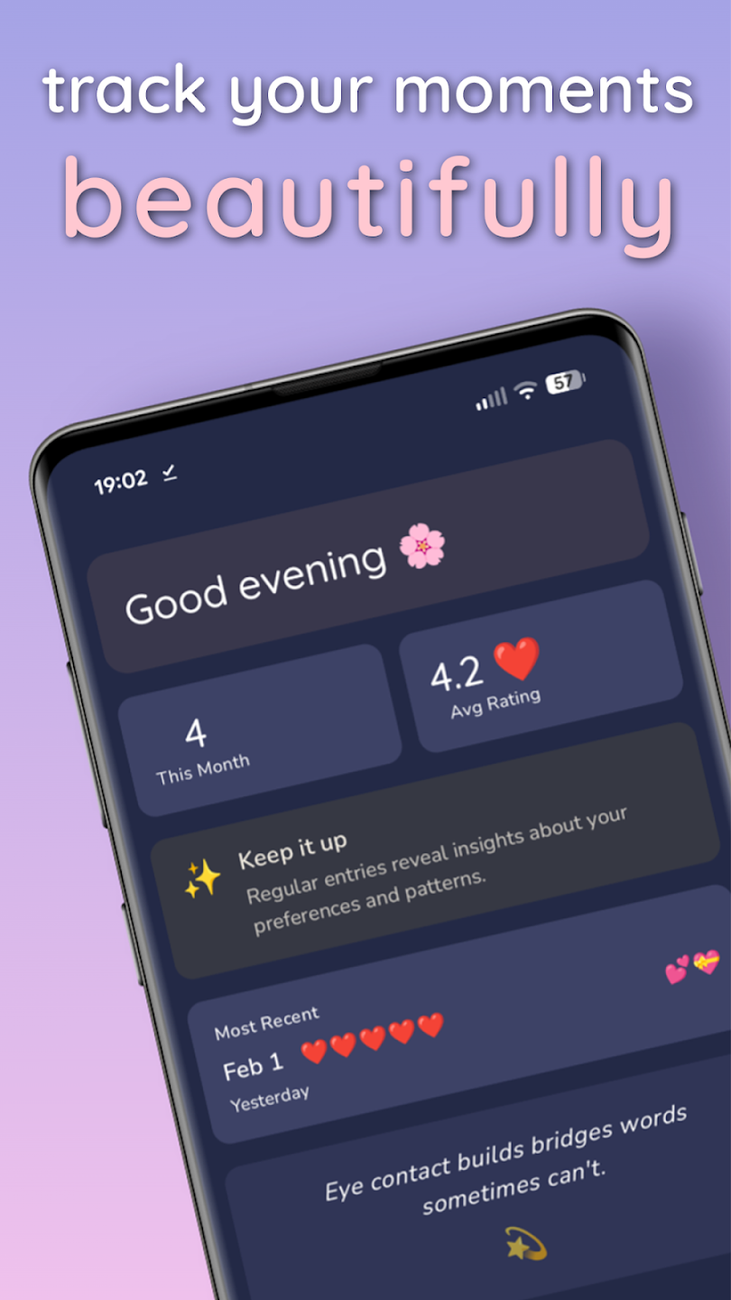 Petaly home screen — track your moments